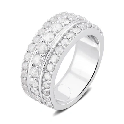 Diamondmuse 2.00 Cttw Diamond Three Row Anniversary Ring In Sterling Silver(i-j In White