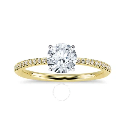Diamondmuse 2.00 Cttw Round Swarovski White Solitaire Diamond Engagement Ring In Gold Tone Over Ster In Yellow