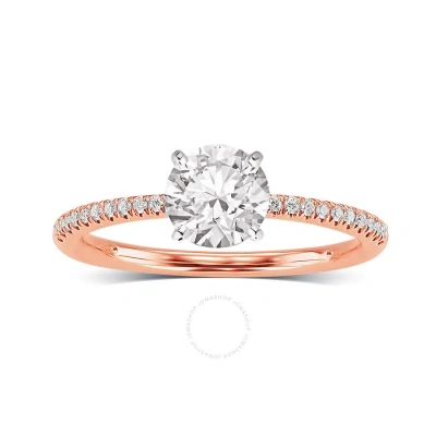 Diamondmuse 2.00 Cttw Round Swarovski White Solitaire Diamond Engagement Ring In Pink Tone Over Ster