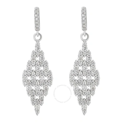 Diamondmuse 2.15 Carat T.w. White Cubic Zirconia Women's Dangling Earrings In Sterling Silver In Metallic