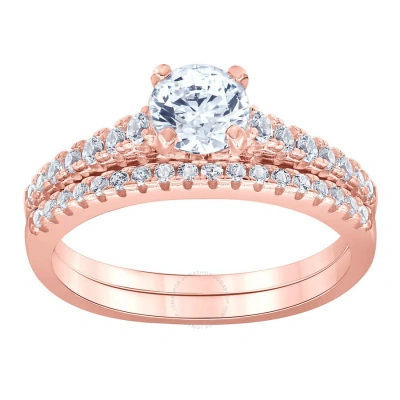 Diamondmuse 2.25 Cttw Rose Gold Plated Over Sterling Silver Round Swarovski Diamond Solitaire Bridal In Pink
