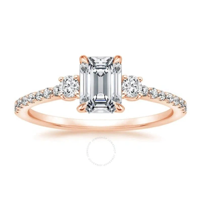 Diamondmuse 2.50 Cttw Emerald Swarovski Pink Tone Sterling Silver Engagement Ring For Women