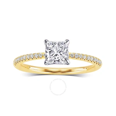 Diamondmuse 2.50 Cttw Gold Tone Square Swarovski Diamonds White Solitaire Engagement Ring In Sterlin In Yellow