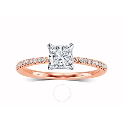 Diamondmuse 2.50 Cttw Rose Tone Square Swarovski Diamonds White Solitaire Engagement Ring In Sterlin In Pink