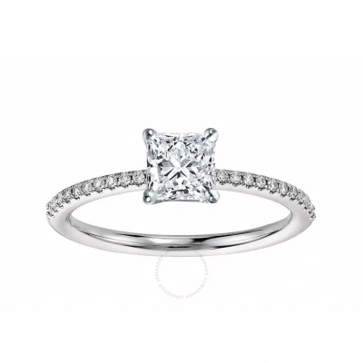 Diamondmuse 2.50 Cttw Square Swarovski Diamonds White Solitaire Engagement Ring In Sterling Silver In Metallic