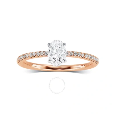 Diamondmuse 2.60 Cttw Oval Swarovski Diamonds White Solitaire Rose Tone Engagement Ring In Sterling  In Gold