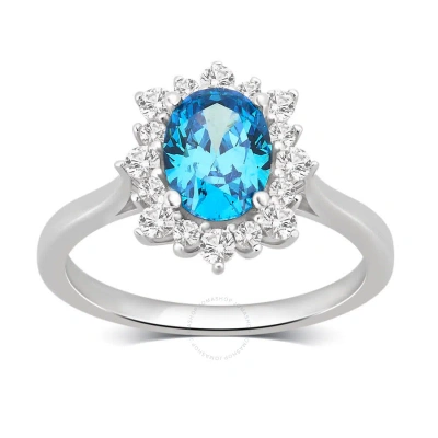 Diamondmuse 2.75 Cttw Swiss Blue Cubic Zirconia Sterling Silver Engagement For Women In Metallic