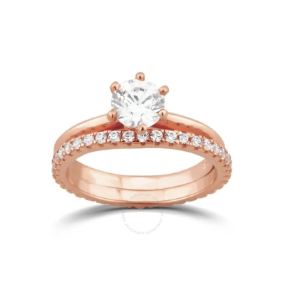 Diamondmuse 2.88 Cttw Rose Gold Plated Over Sterling Silver Round Swarovski Diamond Solitaire Bridal In Pink