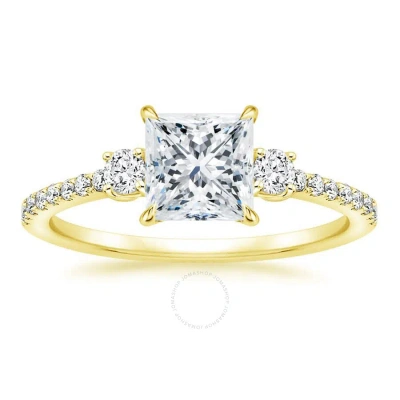 Diamondmuse 2.90 Cttw Square Swarovski Diamonds Gold Tone Engagement Ring In Sterling Silver