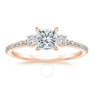 Diamondmuse 2.90 Cttw Square Swarovski Diamonds Rose Tone Engagement Ring In Sterling Silver In Pink