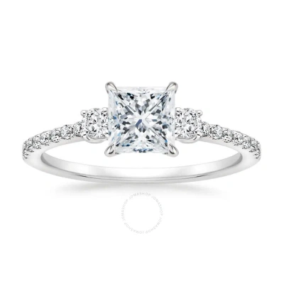Diamondmuse 2.90 Cttw Square Swarovski Diamonds White Engagement Ring In Sterling Silver In Metallic