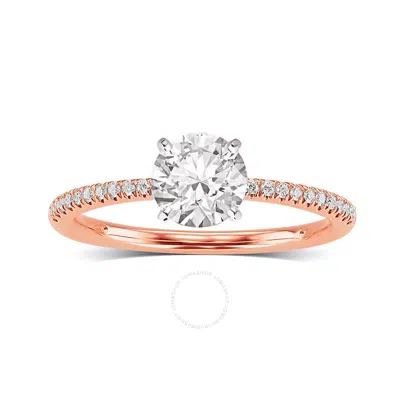 Diamondmuse 2.00 Cttw Round Swarovski White Solitaire Diamond Engagement Ring In Pink Tone Over Ster In Gold