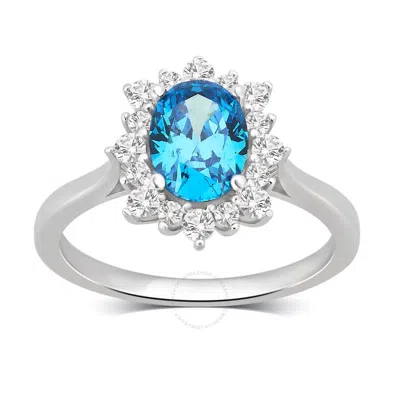Diamondmuse 2.75 Cttw Swiss Blue Cubic Zirconia Sterling Silver Engagement For Women In Metallic