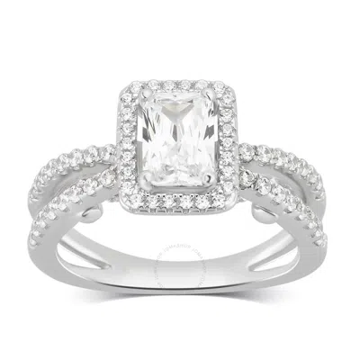Diamondmuse 2.80 Cttw Cubic Zirconia Split Shank Engagement Ring In Sterling Silver For Women In White