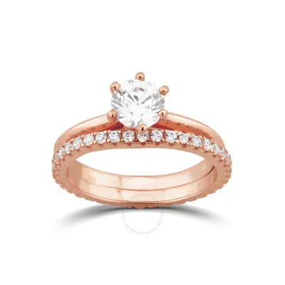 Diamondmuse 2.88 Cttw Rose Gold Plated Over Sterling Silver Round Swarovski Diamond Solitaire Bridal In Pink