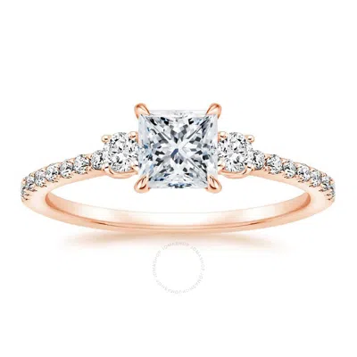 Diamondmuse 2.90 Cttw Square Swarovski Diamonds Rose Tone Engagement Ring In Sterling Silver In Gold