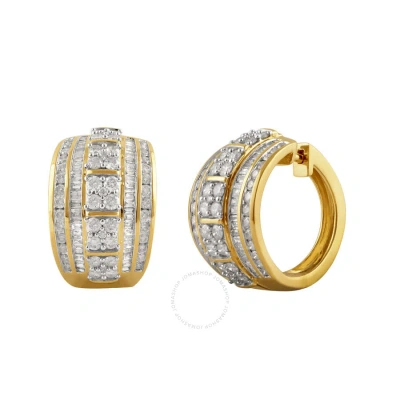 Diamondmuse 3.00 Carat T.w. Yellow Gold Over Sterling Silver Diamond Huggie Hoop Earrings For Women