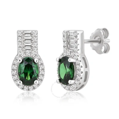 Diamondmuse 3.90 Carat T.w. Created Emerald & Sapphire Women's Fashion Earrings In Sterling Silver In Green