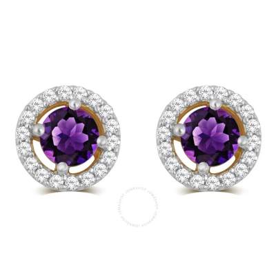 Diamondmuse Amethyst And White Sapphire Birthstone Women's Earring In Sterling Silver In Purple