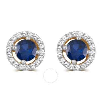 Diamondmuse Aqua And White Sapphire Birthstone Earring In Sterling Silver In Blue