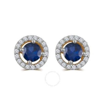 Diamondmuse Blue And White Sapphire Birthstone Earring In Sterling Silver