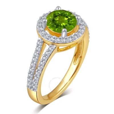 Diamondmuse Created Peridot Gemstone Birthstone Sterling Silver Ring For Women In Neutral