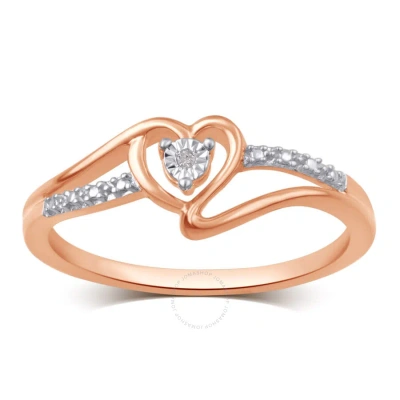 Diamondmuse Diamond Accent Rose Tone Over Sterling Silver Heart Ring For Women In Pink