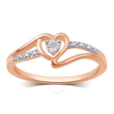 Diamondmuse Diamond Accent Rose Tone Over Sterling Silver Heart Ring For Women In Gold
