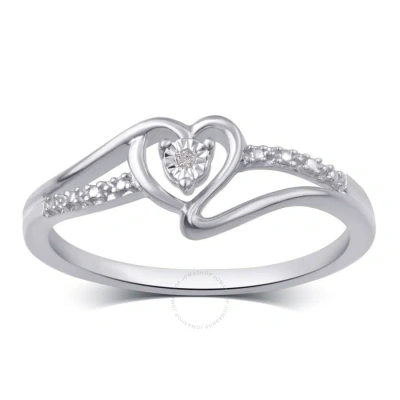 Diamondmuse Diamond Accent Sterling Silver Heart Ring For Women In White