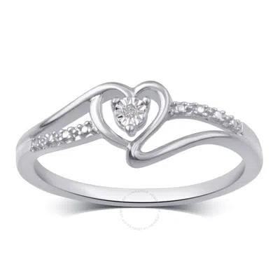 Diamondmuse Diamond Accent Sterling Silver Heart Ring For Women In Metallic