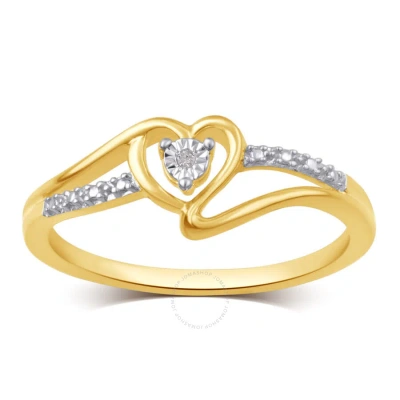 Diamondmuse Diamond Accent Yellow Gold Tone Over Sterling Silver Heart Ring For Women