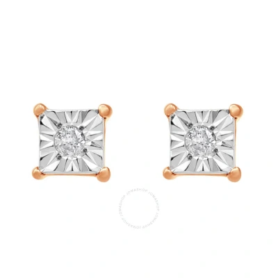 Diamondmuse Diamond Muse 0.02 Cttw Rose Gold Over Sterling Silver Square Diamond Stud Earrings For Women