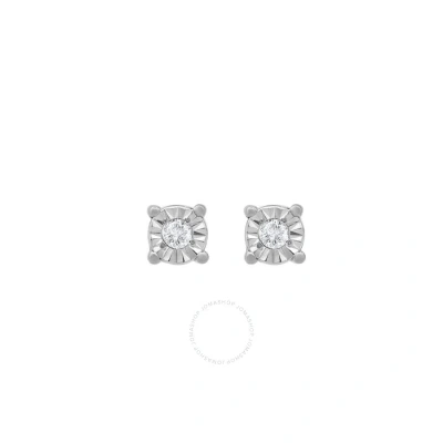 Diamondmuse Diamond Muse 0.02 Cttw White Gold Over Sterling Silver Round Diamond Stud Earrings For Women
