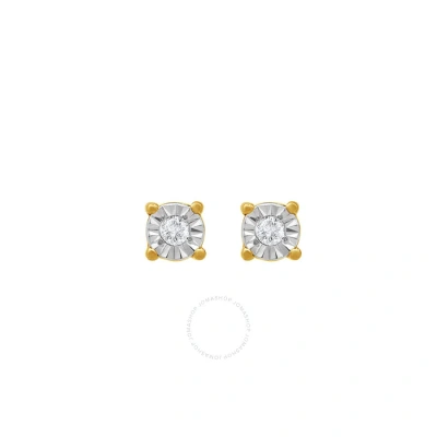 Diamondmuse Diamond Muse 0.02 Cttw Yellow Gold Over Sterling Silver Round Diamond Stud Earrings For Women