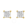 DIAMONDMUSE DIAMOND MUSE 0.02 CTTW YELLOW GOLD OVER STERLING SILVER SQUARE DIAMOND STUD EARRINGS FOR WOMEN