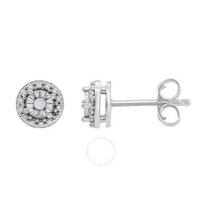 Diamondmuse Diamond Muse 0.04 Cttw White Gold Over Sterling Silver Diamond Accent Stud Earrings For Women In Metallic