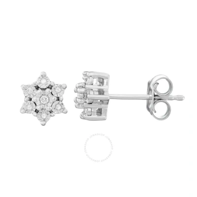 Diamondmuse Diamond Muse 0.07 Cttw Sterling Silver Star Diamond Stud Earrings For Women In White