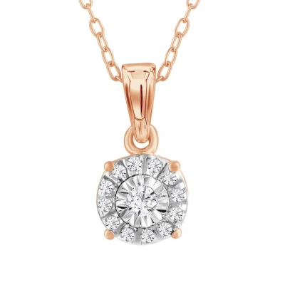 Diamondmuse Diamond Muse 0.10 Cttw Pink Gold Over Sterling Silver Diamond Stud Necklace For Women