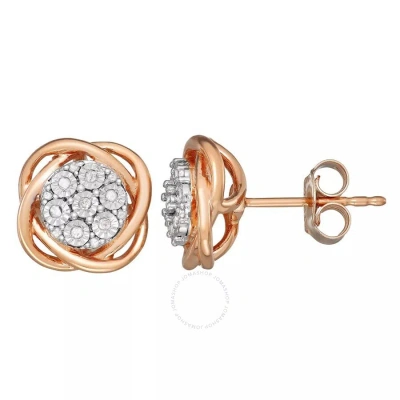 Diamondmuse Diamond Muse 0.10 Cttw Rose Gold Over Sterling Silver Diamond Knot Stud Earrings For Women