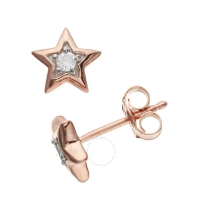 Diamondmuse Diamond Muse 0.10 Cttw Rose Gold Over Sterling Silver Diamond Star Stud Earrings In Pink