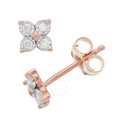 Diamondmuse Diamond Muse 0.10 Cttw Rose Gold Over Sterling Silver Floral Diamond Stud Earrings For Women
