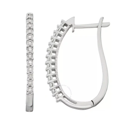 Diamondmuse Diamond Muse 0.10 Cttw Sterling Silver Diamond Hoop Earrings In Metallic