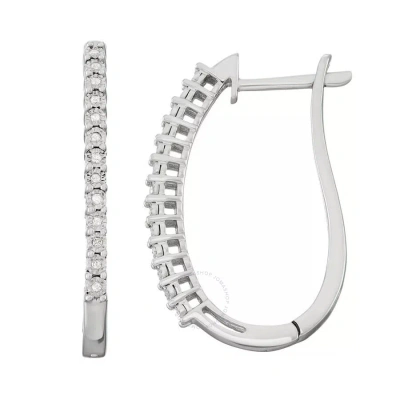 Diamondmuse Diamond Muse 0.10 Cttw Sterling Silver Diamond Hoop Earrings In White