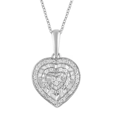 Diamondmuse Diamond Muse 0.10 Cttw White Gold Over Sterling Silver Heart Necklace For Women