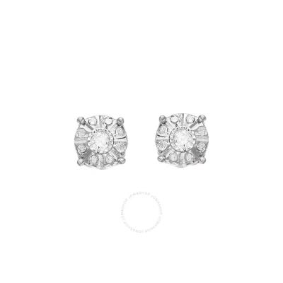 Diamondmuse Diamond Muse 0.10 Cttw White Gold Over Sterling Silver Round Composite Diamond Stud Earrings For Wom