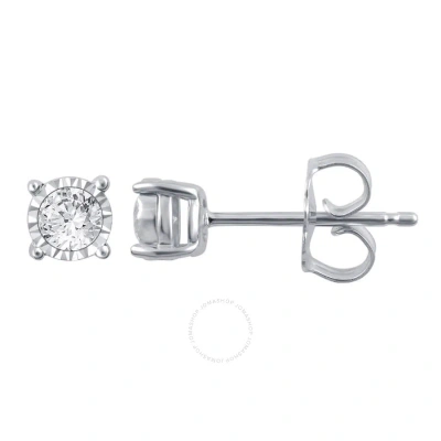 Diamondmuse Diamond Muse 0.10 Cttw White Gold Over Sterling Silver Solitare Stud Earrings For Women