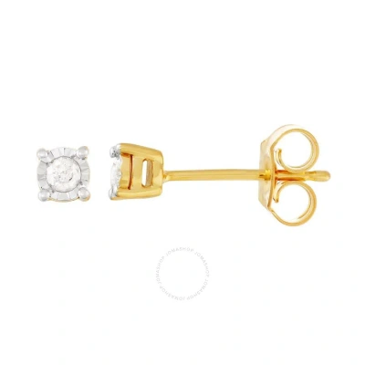 Diamondmuse Diamond Muse 0.10 Cttw Yellow Gold Flashed Sterling Silver Diamond Stud Earrings For Women