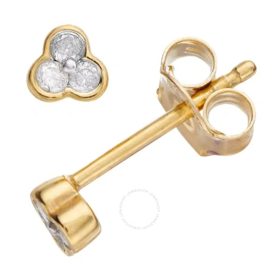 Diamondmuse Diamond Muse 0.10 Cttw Yellow Gold Over Sterling Silver 3-stone Diamond Stud Earrings