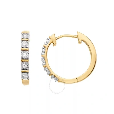 Diamondmuse Diamond Muse 0.10 Cttw Yellow Gold Over Sterling Silver Diamond Hoop Earrings For Women