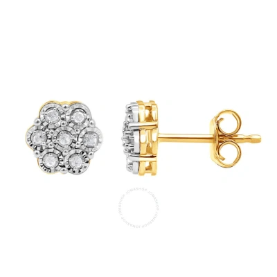 Diamondmuse Diamond Muse 0.10 Cttw Yellow Gold Over Sterling Silver Diamond Stud Earrings For Women